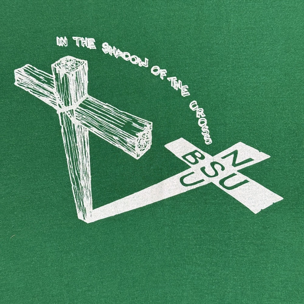 Vtg 70s Gulf Coast Sportswear Jesus Shirt M Green Jersey T-shirt Single Stitch